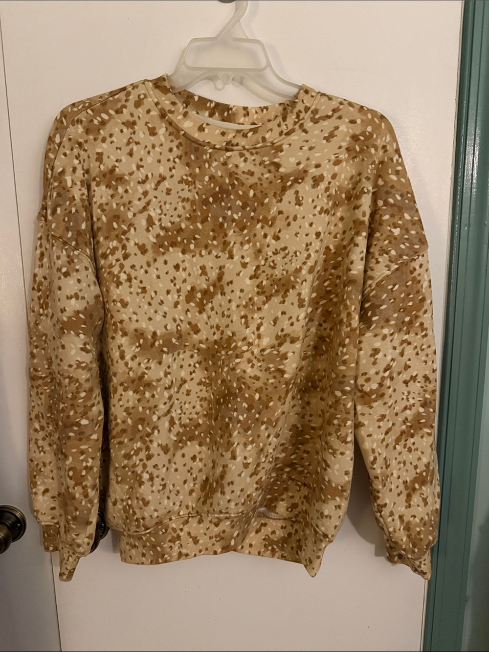 Men's Speckled Crewneck Sweater in Beige and Brown